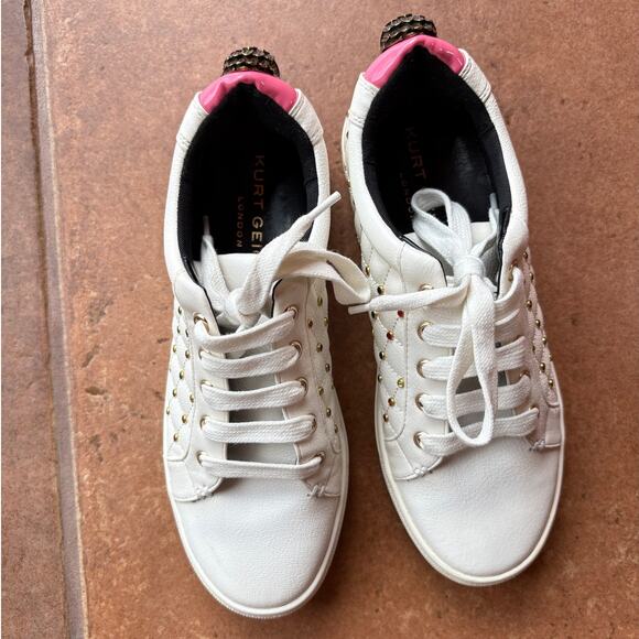 Kurt Geiger Bejeweled Rainbow Crystal Quilted Leather Sneakers size 37/4 US 7 - Picture 5 of 15